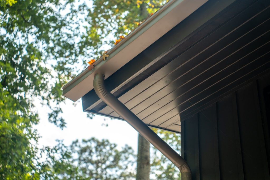 Box gutter corner and downspout detail