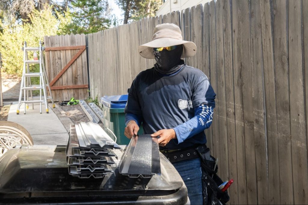 Prepping gutter guard panels on site before install